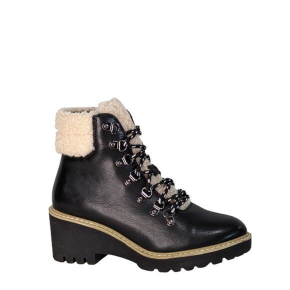 Hey Girl by Corkys Squad Black Lace Up Booties Faux Fur Vegan Leather Size 7 - Picture 1 of 11
